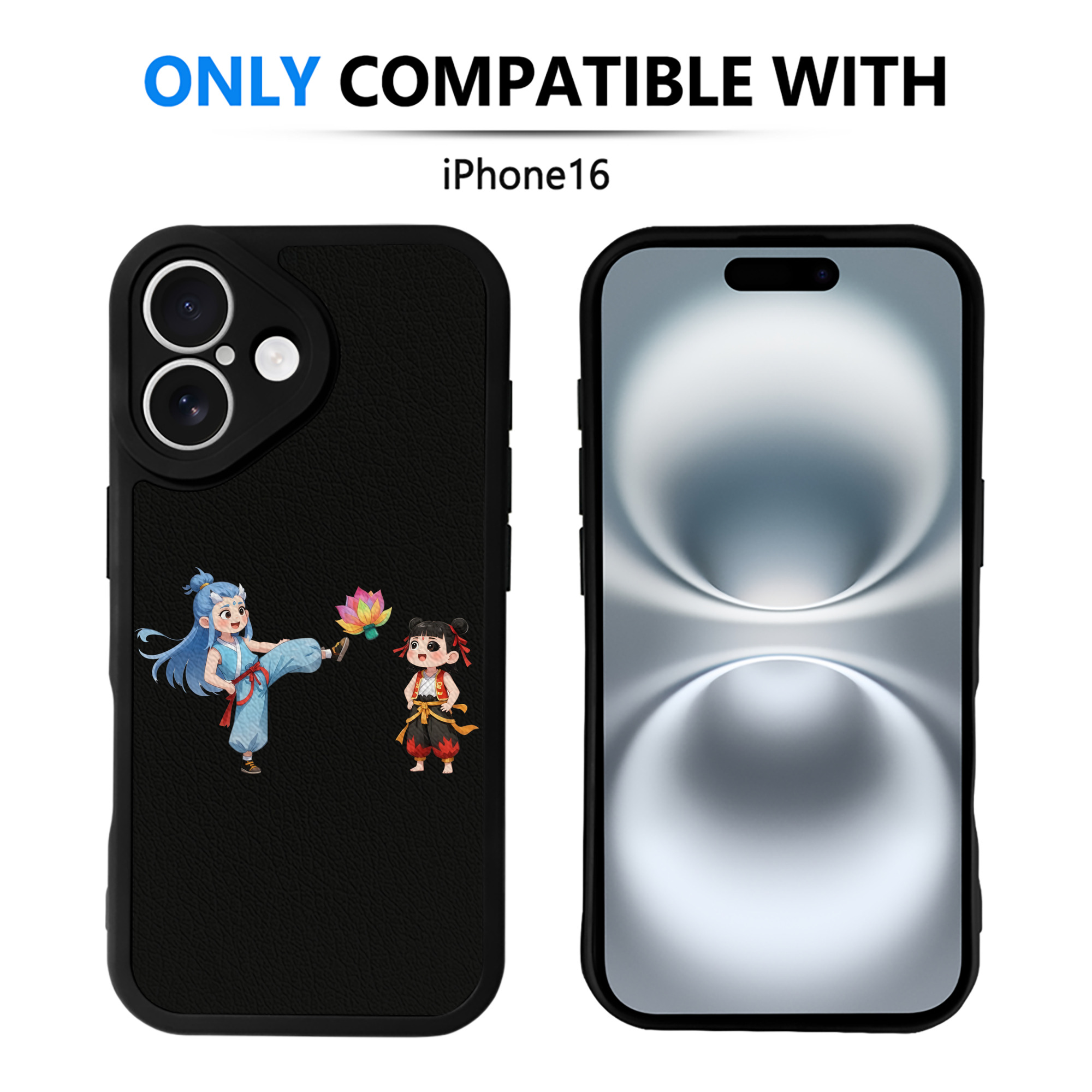 （画像用） Ne Zha 2 ナタ 魔童の大暴れ 【iPhone 16シリーズ対応】シリコンスマホケース（レザー調） 材質：シリコン